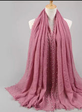 Load image into Gallery viewer, Crinkle Cotton Hijab with Pearl- Rose