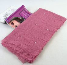 Load image into Gallery viewer, Crinkle Cotton Hijab with Pearl- Rose