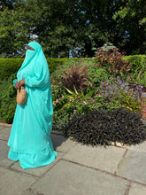 Load image into Gallery viewer, Plus Size 2 pieces jilbabs : Aqua Green with pocket