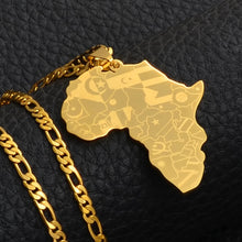 Load image into Gallery viewer, Africa Map With Flag Pendant Necklaces