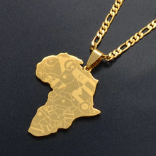 Load image into Gallery viewer, Africa Map With Flag Pendant Necklaces