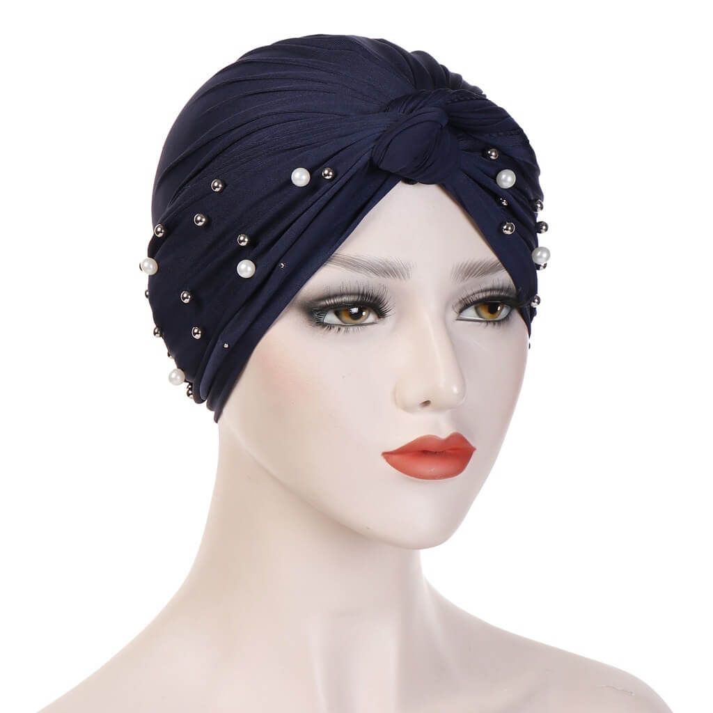 Twist Turban cap-Navy Blue
