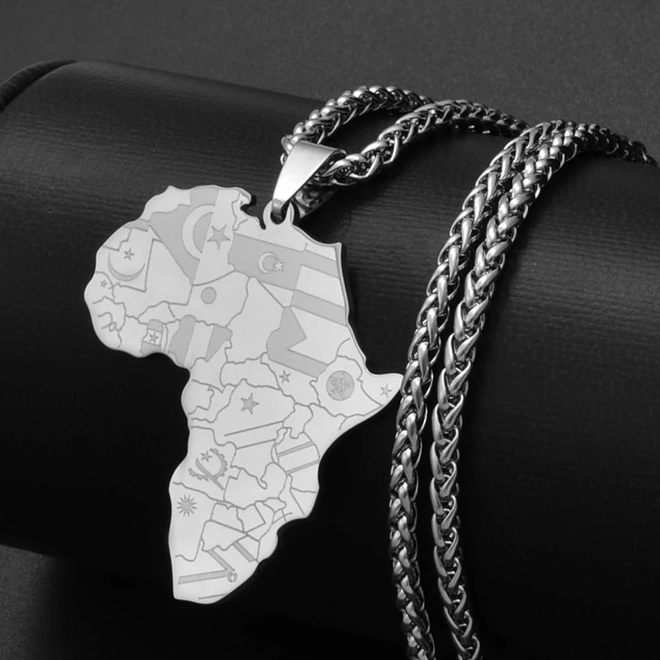 Africa Map With Flag Pendant Necklaces