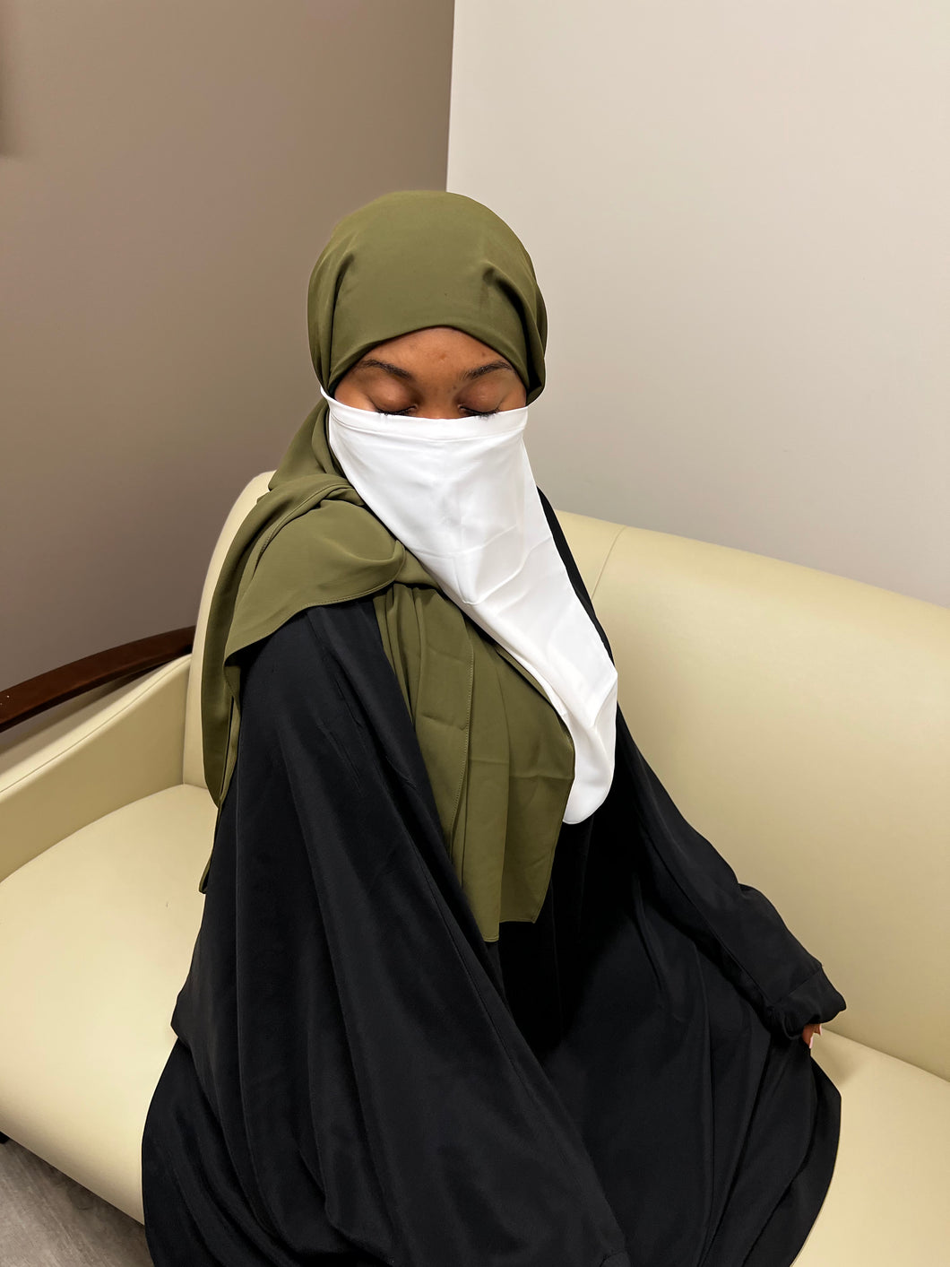 Satin Half Niqab- White